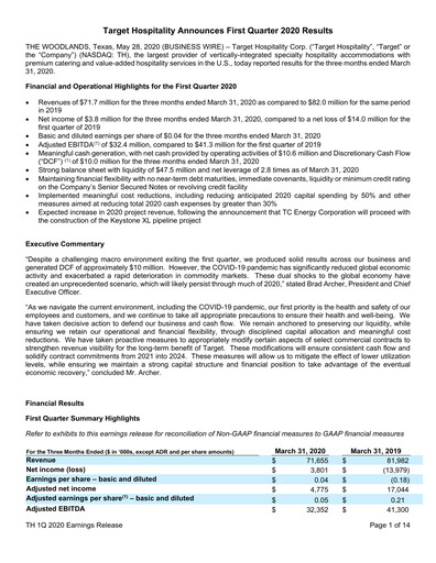 Thumbnail Target Hospitality Quarterly Report 2020-q1