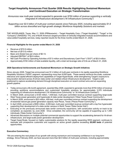 Thumbnail Target Hospitality Quarterly Report 2026-q1