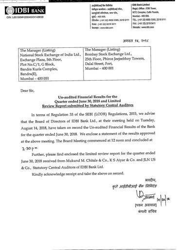 Thumbnail IDBI Bank
 Quarterly Report 2018-2019-q1