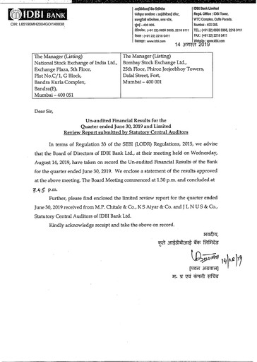 Thumbnail IDBI Bank
 Quarterly Report 2019-2020-q1