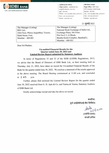 Thumbnail IDBI Bank
 Quarterly Report 2022-2023-q1