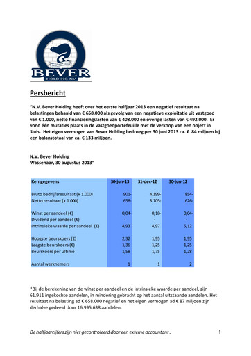 Thumbnail Bever Holding Half-year Report 2013-h1