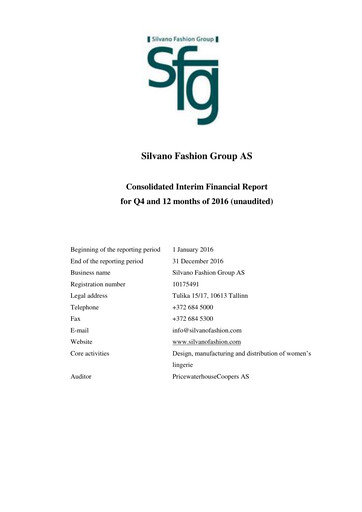 Vorschaubild AS Silvano Fashion Group Finanzbericht 2016