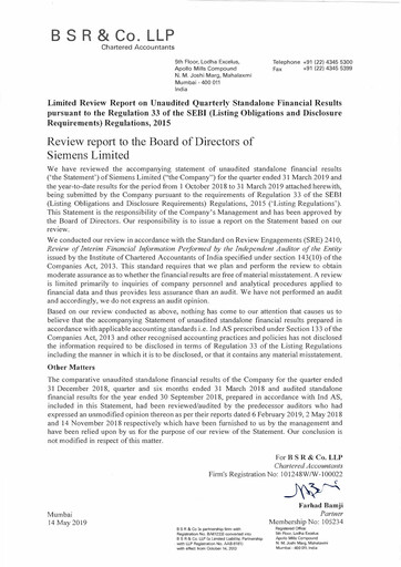 Thumbnail Siemens India
 Quarterly Report 2019-q2