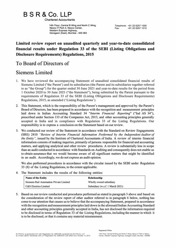 Thumbnail Siemens India
 Quarterly Report 2021-q3