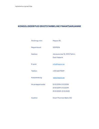 Thumbnail Hepsor AS Financial Report 2018-2020