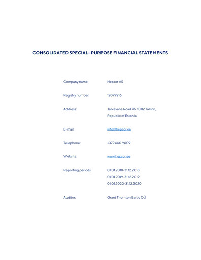 Vorschaubild Hepsor AS Finanzmitteilung 2018-2020