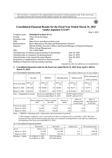 Thumbnail MatsukiyoCocokara Financial Statement fy2025