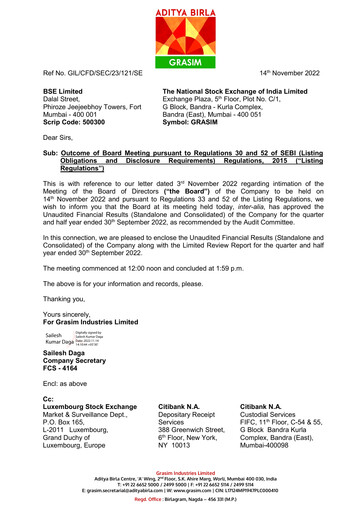 Thumbnail Grasim Industries
 Quarterly Report 2022-q2