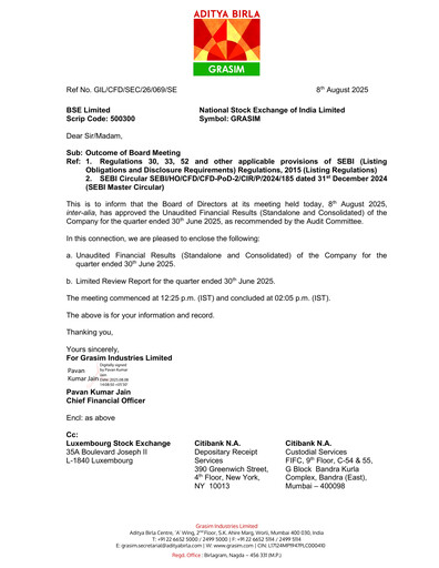 Thumbnail Grasim Industries
 Quarterly Report 2025-q1