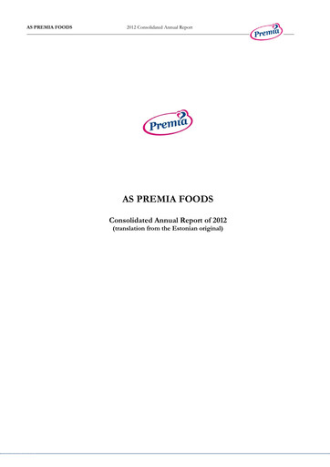 Thumbnail AS PRFoods Annual Report 2012