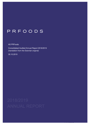 Thumbnail AS PRFoods Annual Report 2018-2019