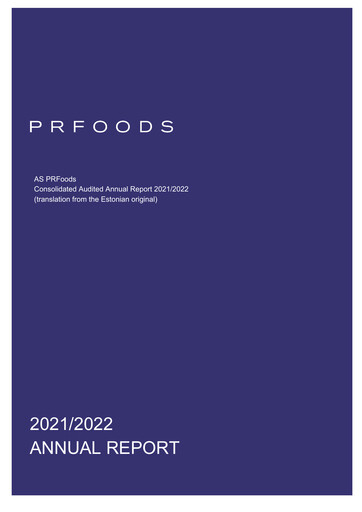 Thumbnail AS PRFoods Annual Report 2021-2022