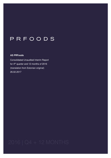 Thumbnail AS PRFoods Financial Report 2016