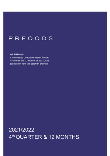 Thumbnail AS PRFoods Financial Report 2021-2022