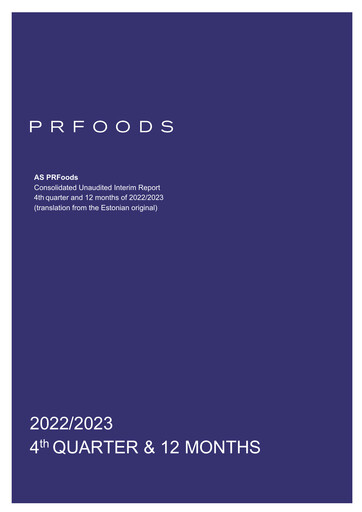 Thumbnail AS PRFoods Financial Report 2022-2023