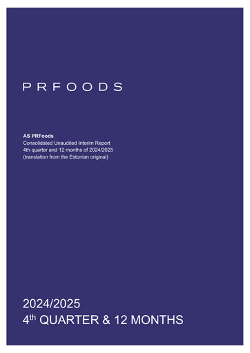 Thumbnail AS PRFoods Financial Report 2024-2025