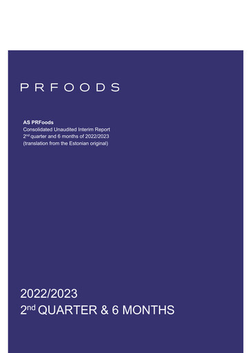 Thumbnail AS PRFoods Half-year Report 2022-2023-h1