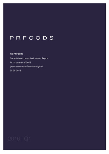 Thumbnail AS PRFoods Quarterly Report 2016-q1