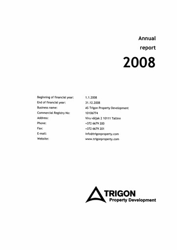 Thumbnail AS Trigon Property Development Annual Report 2008