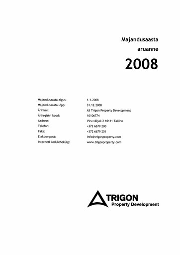 Thumbnail AS Trigon Property Development Annual Report 2008