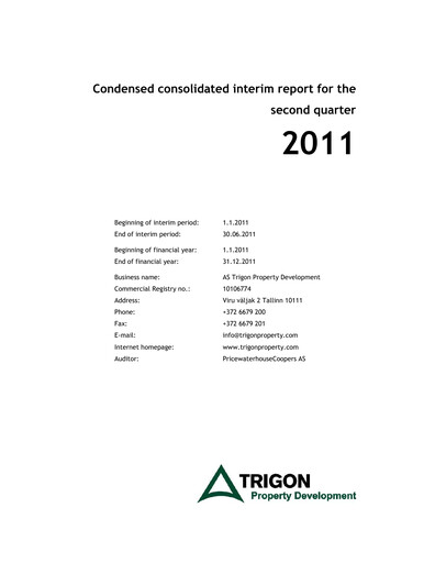Thumbnail AS Trigon Property Development Half-year Report 2011-h1