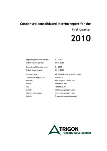 Miniature AS Trigon Property Development Rapport trimestriel 2010-q1