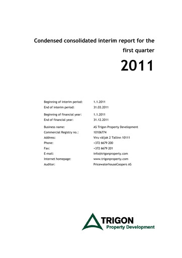 Miniature AS Trigon Property Development Rapport trimestriel 2011-q1