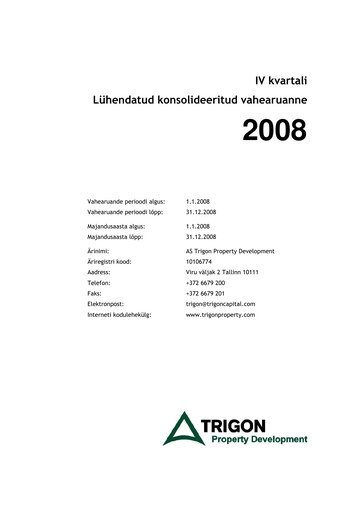 Miniature AS Trigon Property Development Rapport trimestriel 2008-q4