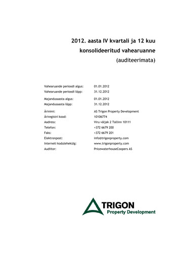 Miniature AS Trigon Property Development Rapport trimestriel 2012-q4