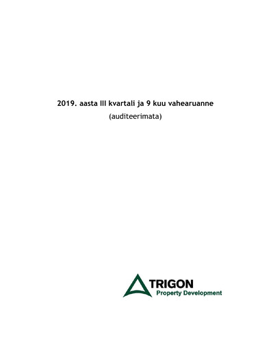 Miniature AS Trigon Property Development Rapport trimestriel 2019-q3