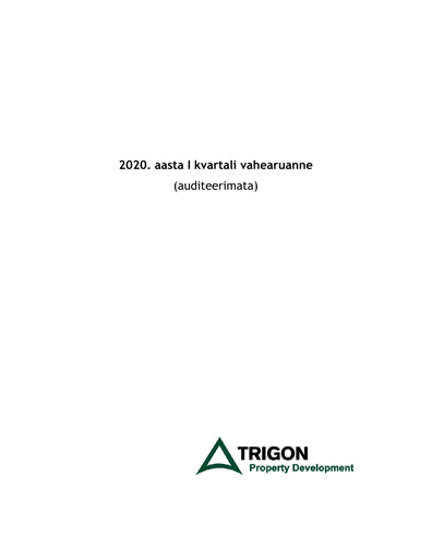 Miniature AS Trigon Property Development Rapport trimestriel 2020-q1
