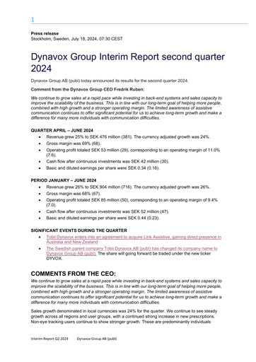 Thumbnail Dynavox Group Quarterly Report 2024-q2