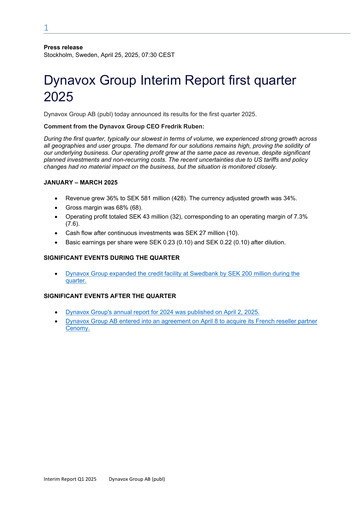 Thumbnail Dynavox Group Quarterly Report 2025-q1