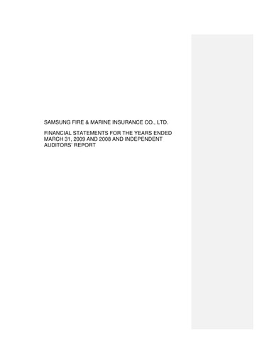 Thumbnail Samsung Fire & Marine Insurance Co., Ltd. Financial Statement 2008-2009