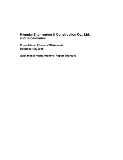 Thumbnail Hyundai Engineering and Construction Financial Statement 2018