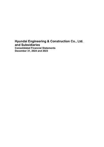 Thumbnail Hyundai Engineering and Construction Financial Statement 2024