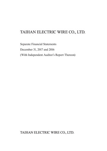 Thumbnail Taihan Cable & Solution Co., Ltd. Financial Statement 2017
