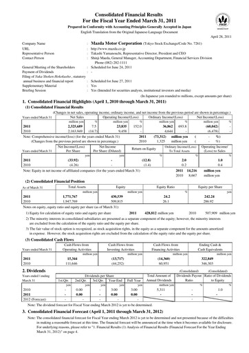 Thumbnail Mazda Financial Statement fy2011