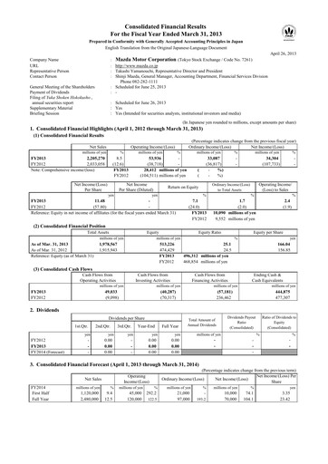Thumbnail Mazda Financial Statement fy2013