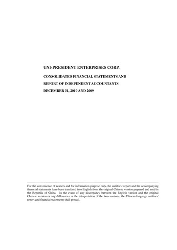 Thumbnail Uni-President Enterprises Financial Statement 2010