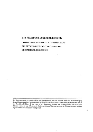 Thumbnail Uni-President Enterprises Financial Statement 2014
