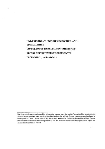 Thumbnail Uni-President Enterprises Financial Statement 2016
