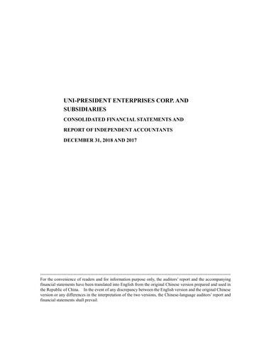 Thumbnail Uni-President Enterprises Financial Statement 2018