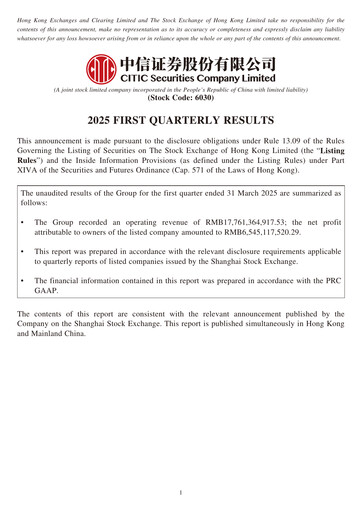 Vorschaubild CITIC Securities
 Quartalsbericht 2025-q1