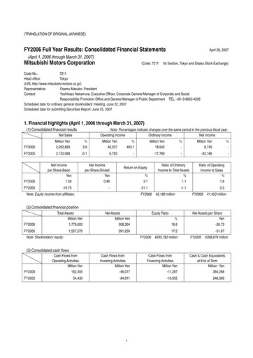Thumbnail Mitsubishi Motors Financial Statement fy2006
