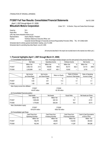 Thumbnail Mitsubishi Motors Financial Statement fy2007