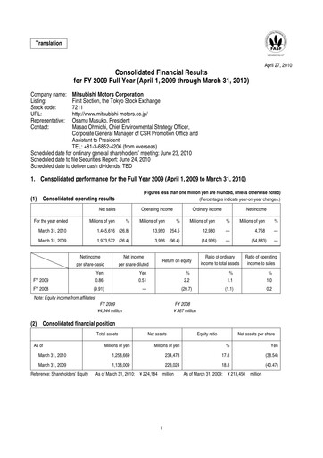 Thumbnail Mitsubishi Motors Financial Statement fy2009