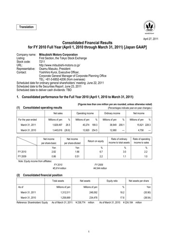 Thumbnail Mitsubishi Motors Financial Statement fy2010