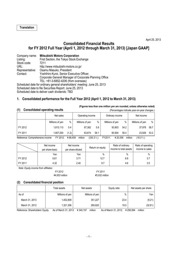 Thumbnail Mitsubishi Motors Financial Statement fy2012